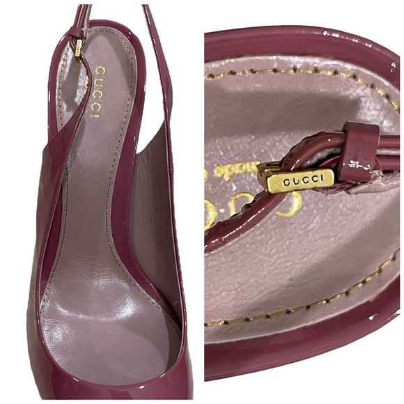 GUCCI Dusty Rose Peeptoe Slingback Platform Heels US 9 EU 40 - Picture 11 of 14